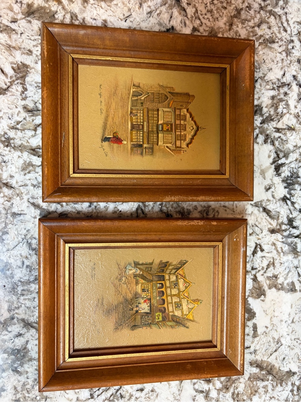 Classic Wooden-Framed Vintage Village Scene Wall Art - Aaron Bros. See photos